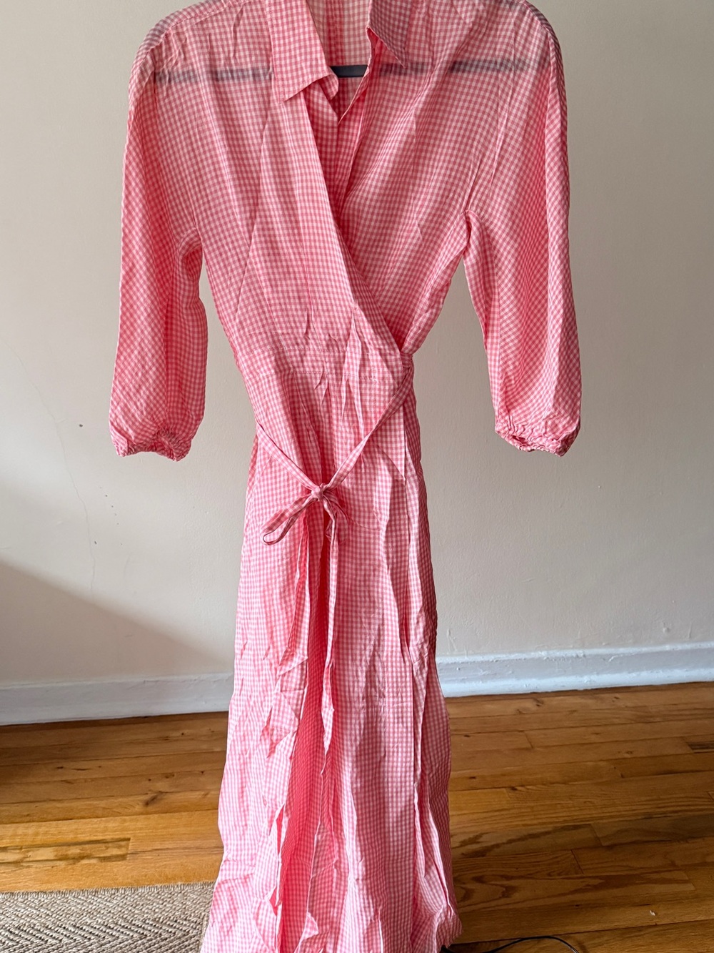 Scanlan Theodore Pink Gingham Midi Shirt Dress - Picture 3 of 6